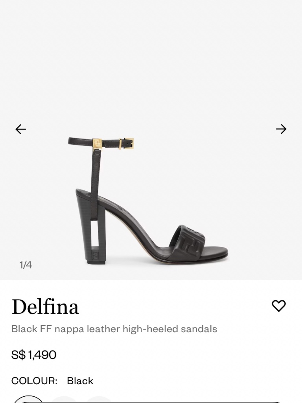 New Fendi Delfina Sandal Black Leather Ankle Strap High Heeled Logo Shoe sz 12 / - Picture 10 of 10